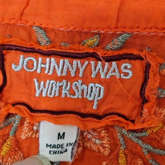 Johnny Was Alise Flare Sleeve Coral Blouse Medium Embroidered Boho Peasant Boho - Picture 9 of 12